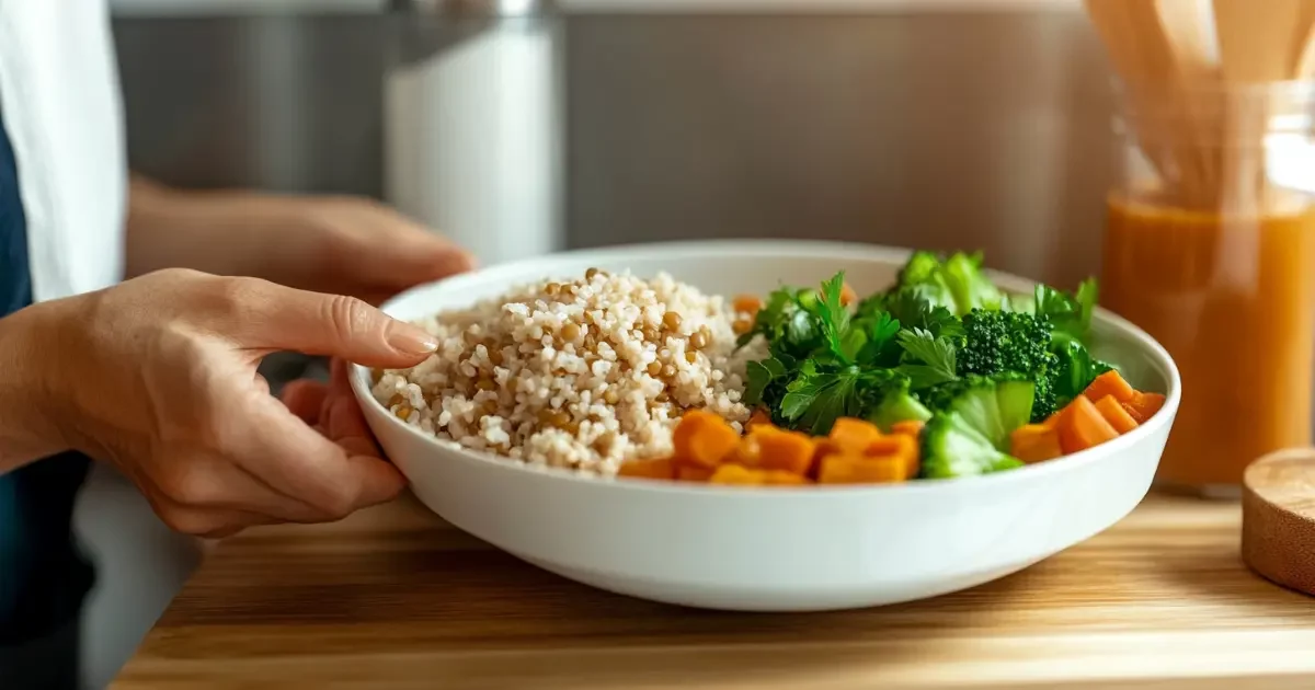 Warm chickpea and spinach salad, simple and nourishing, prepared in a cozy kitchen, representing a comforting solo lunch recipes for widows with fresh ingredients in a calming setting.