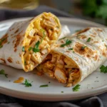 Cheesy garlic chicken wrap with melted cheese inside