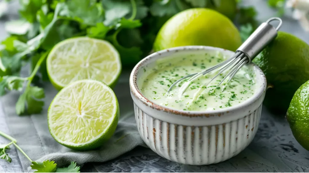 Cilantro lime dressing in a bowl.