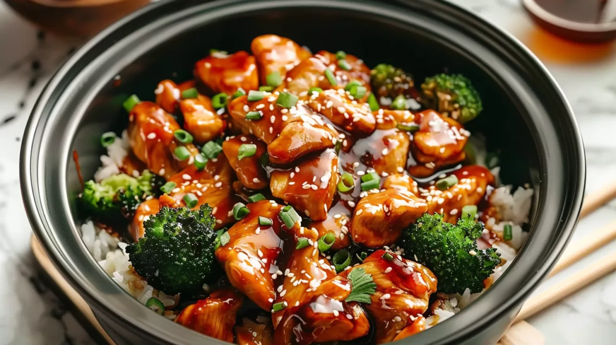 Crockpot Teriyaki Chicken served over rice